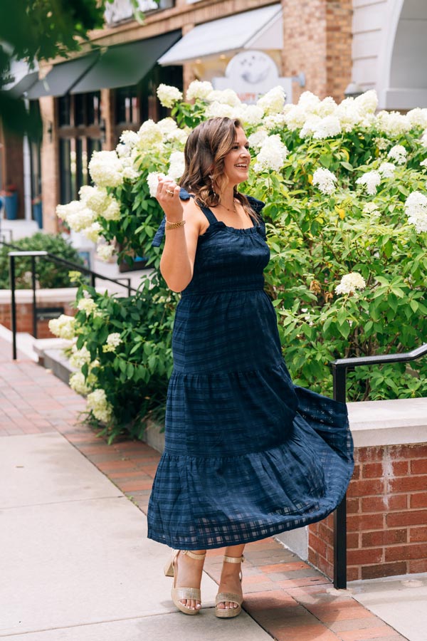 No Worries Navy Midi Dress