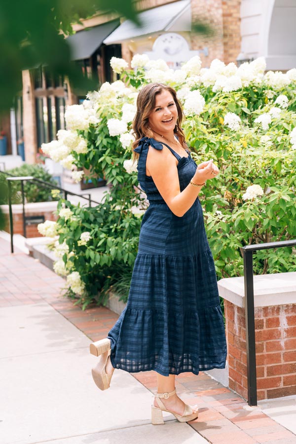 No Worries Navy Midi Dress