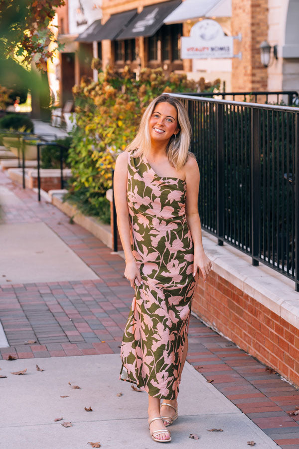 one shoulder floral midi dress My Dearest This stunning piece features fizz Color:Periwinkle Pearl Winter Ladies Babydoll Dresses