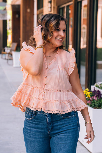 Peach Fizz Ruffle Top – Magnolia Moon